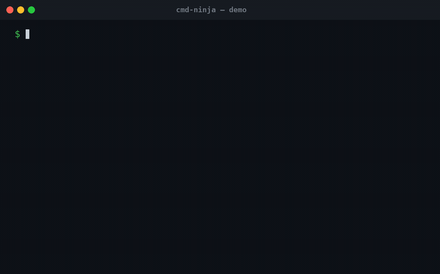 Cmd Ninja translating English into shell commands — biggest files, free space, open ports